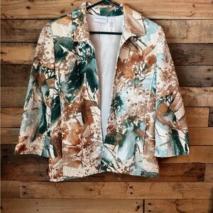 Alfred Dunner Green and Brown Blazer with Artistic Design